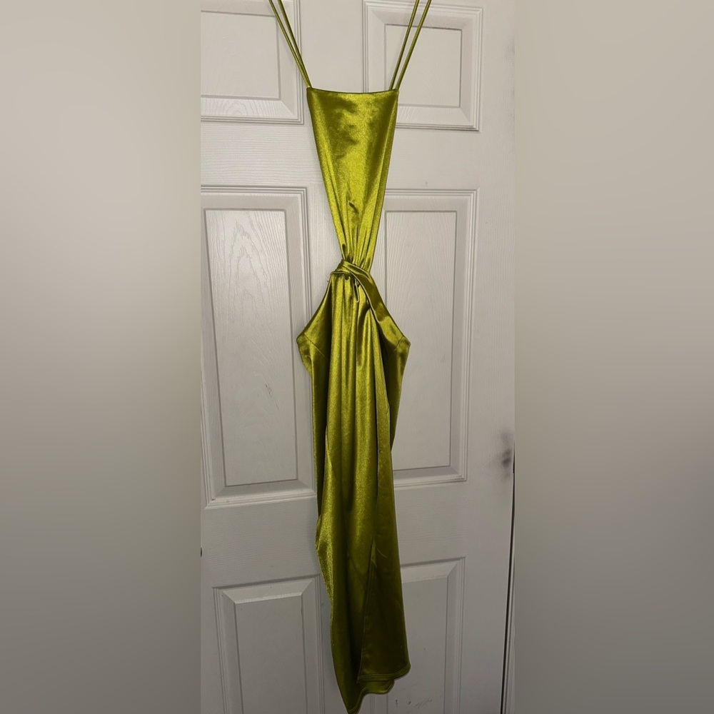 Elegant Green Satin Dress